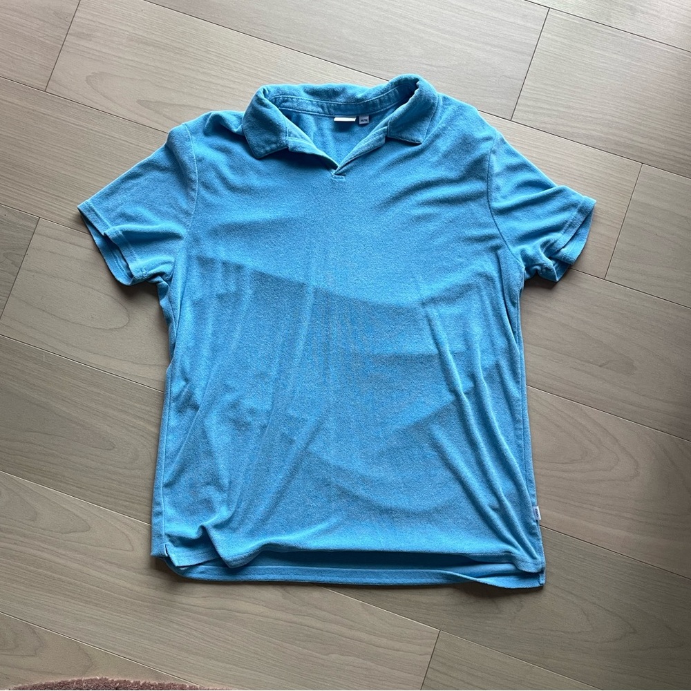 Onia - Towel terry blue polo - Men’s XL